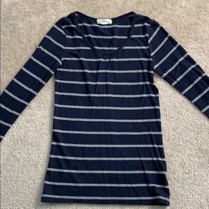 Forever 21 Navy Blue & Grey Stripped Long Sleeve